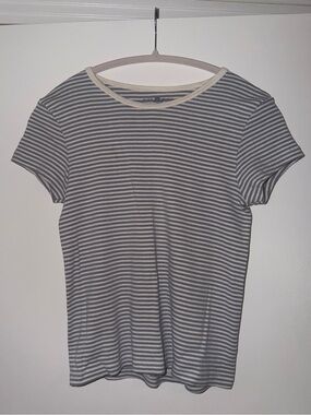 Brandy Melville Blue & White Striped Short Sleeve Tee